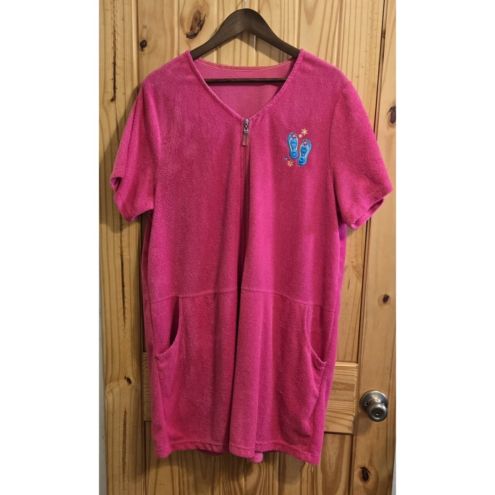 Unbranded Women's Beach Cover Up Size 2Xl Full Zip Pink S Short Sleeve